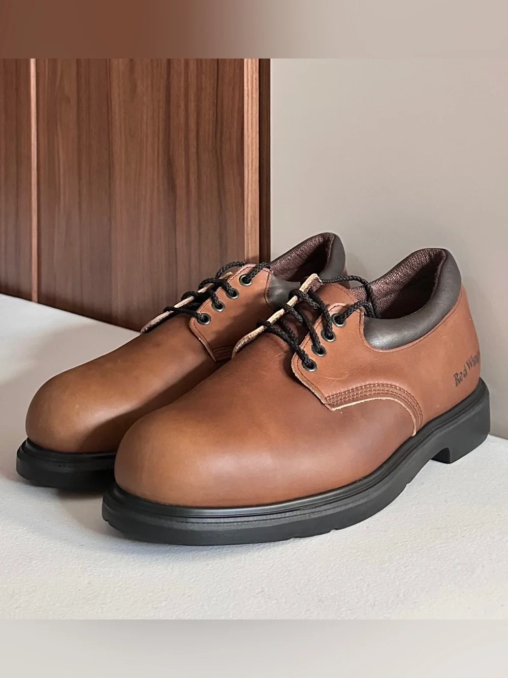 Red Wing Shoes Brown Leather Derby Toe Steel Lace-Up Size 11